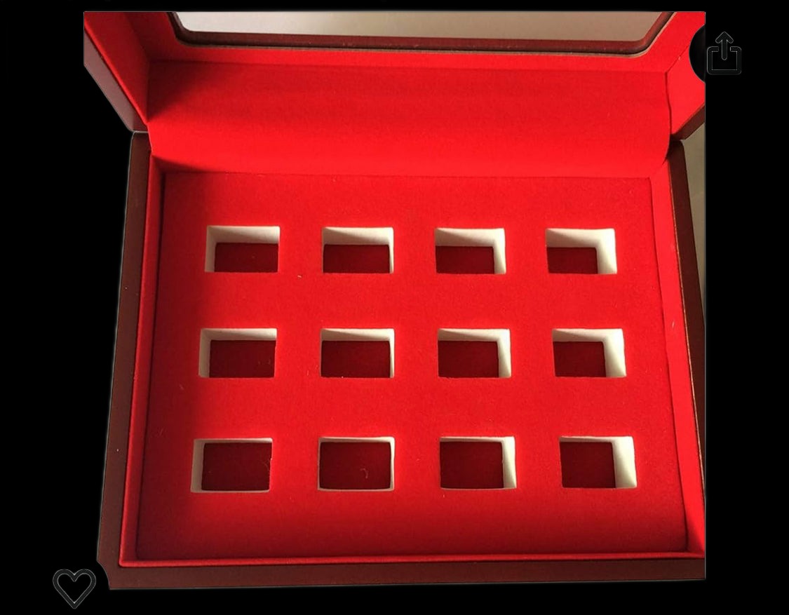 Premium Wooden Championship Ring Display Case - 12 Holes - Functional Design