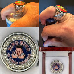 The Tom Brady Ring King 7X world champion deCAPitator ring bottle cap and can tab opener.