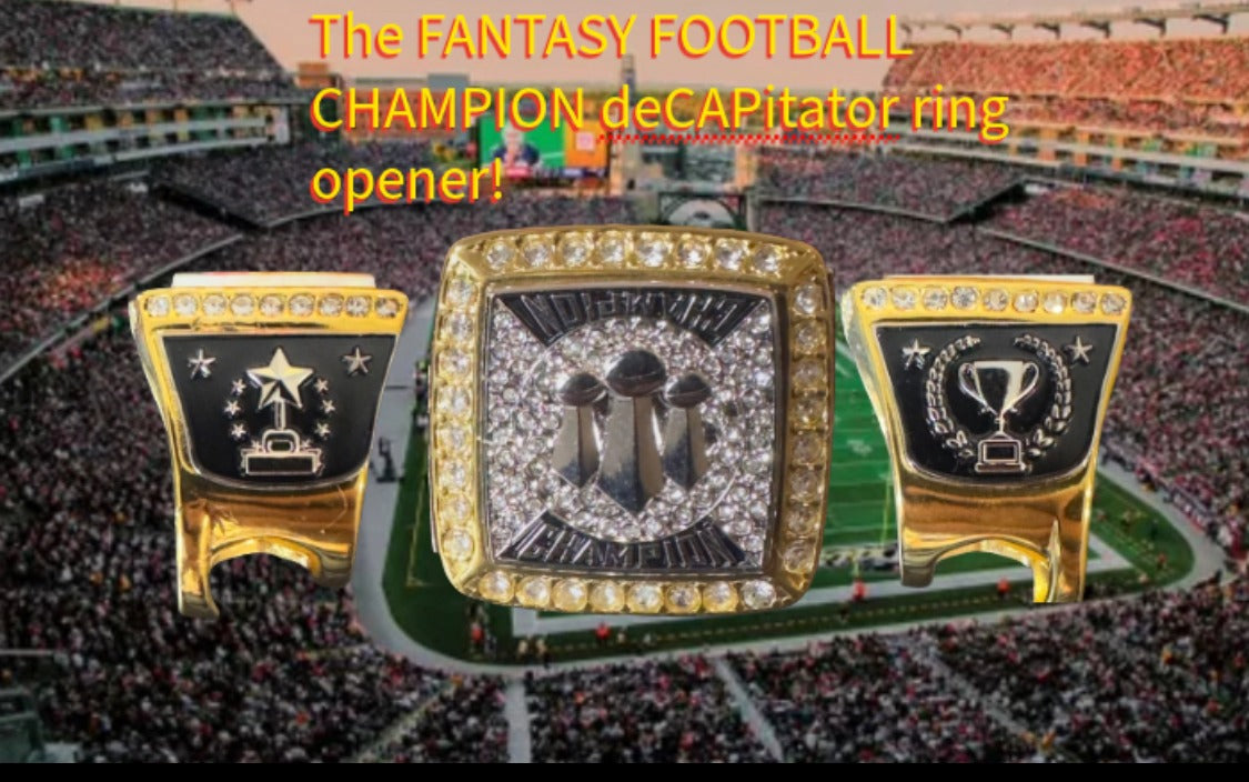 The FANTASY SPORTS CHAMPION deCAPitator Ring Bottle Cap & Can Tab Opener